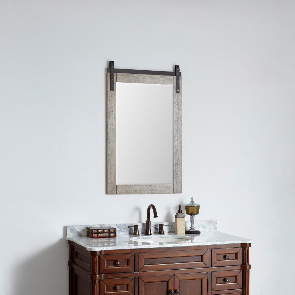 Cortes Rectangular Wall Mount Mirror, Classical Grey, 24"