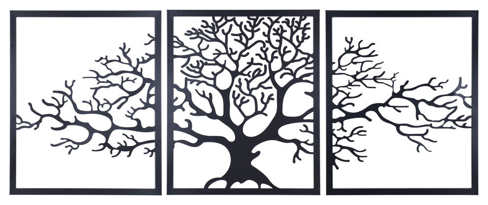 Three Paneled Tree Metal Wall Decor