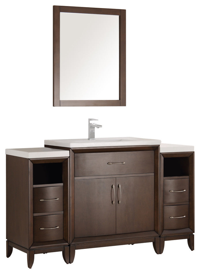 Cambridge 54" Antique Coffee Traditional Bathroom Vanity With Mirror, FFT9161CH