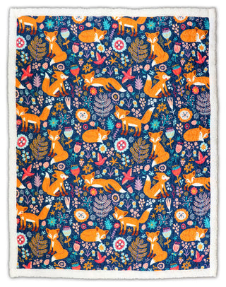 Pixie Fox Sherpa Throw 50x60, Navy