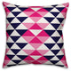 Pink and Navy Geo Triangles Outdoor Throw Pillow, 18x18