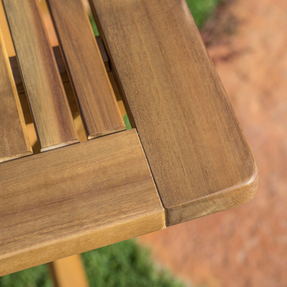GDF Studio St. Nevis Outdoor Acacia Wood Foldable Dining Table, Natural