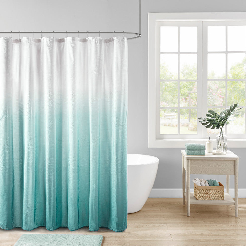 Madison Park Ara Ombre Printed Seersucker Shower Curtain