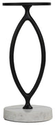 Bare Decor Aztec Table, Black Metal With White Marble Stone Base, 20x20x24