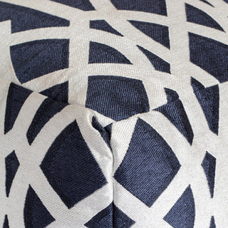 Sark Blue 18" x 18" x 18" Blue and Ivory Pouf