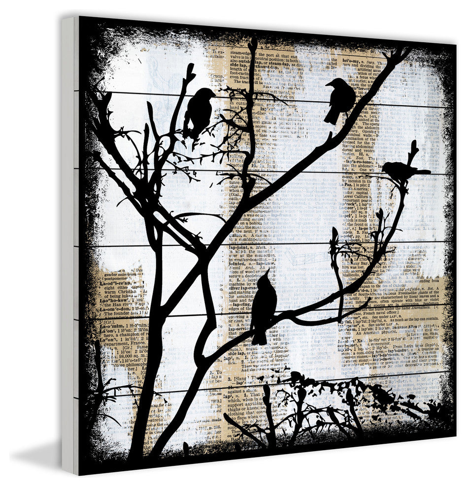 Marmont Hill, "Bird Committee" by Vicki Butler Painting Print, White Wood