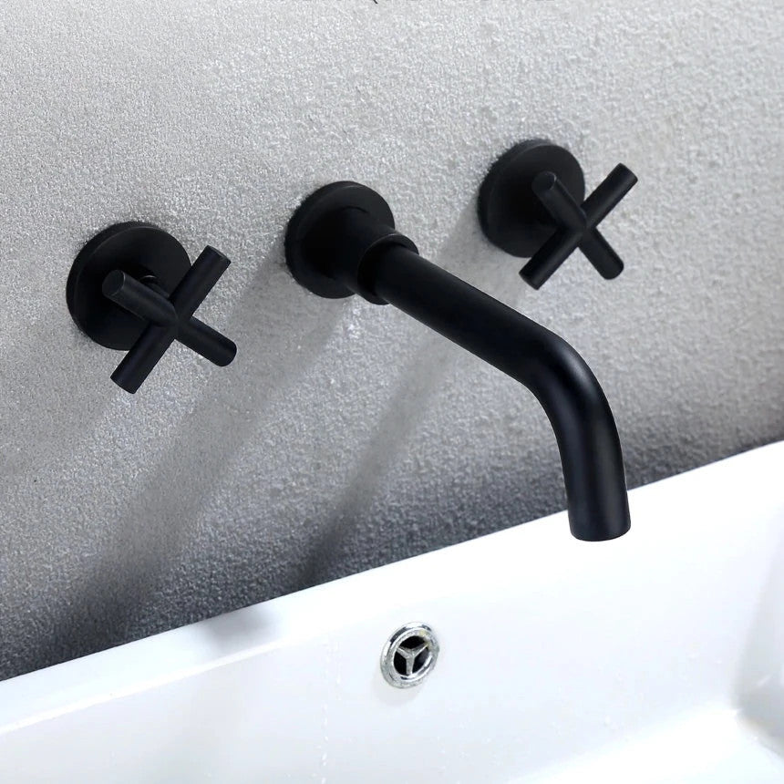 Wasser Dual Handle Solid Brass Bathroom Faucet, Matte Black