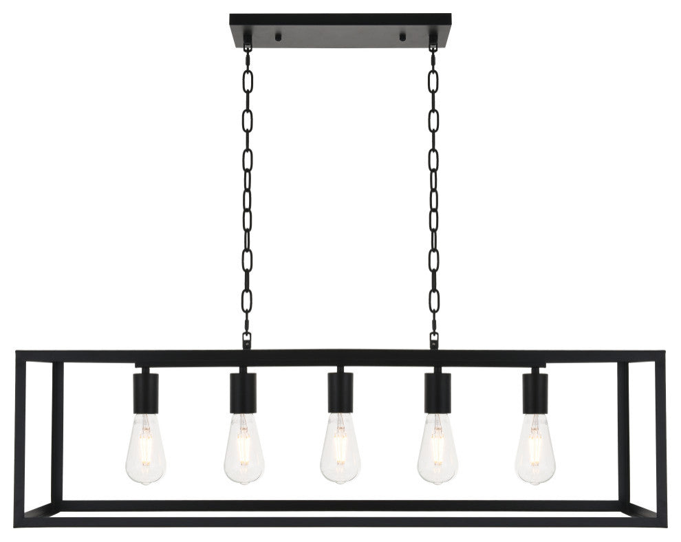 Black Finish 5-Light Pendant