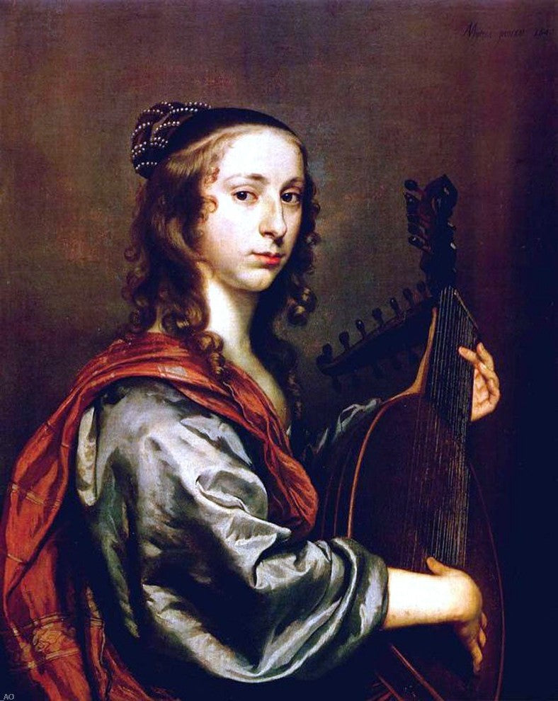 Jan Mijtens Lady Playing the Lute Wall Decal