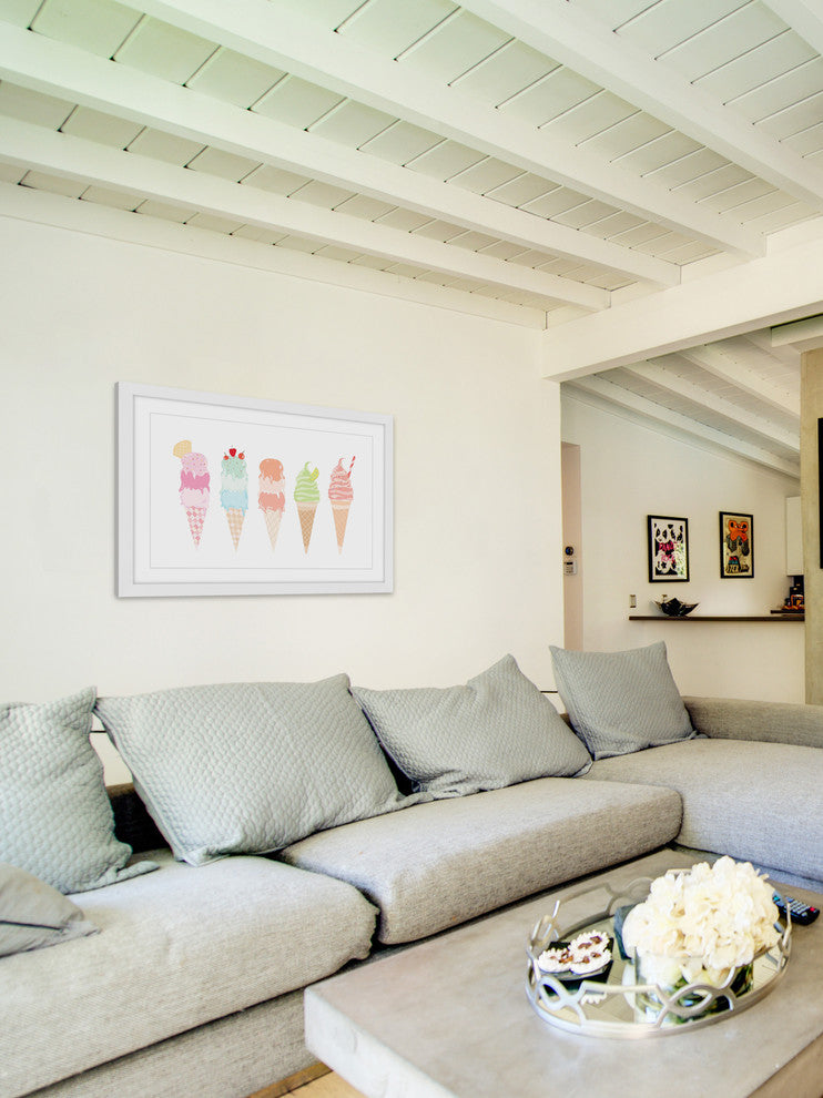 "Ice Cream Cones" Framed Painting Print