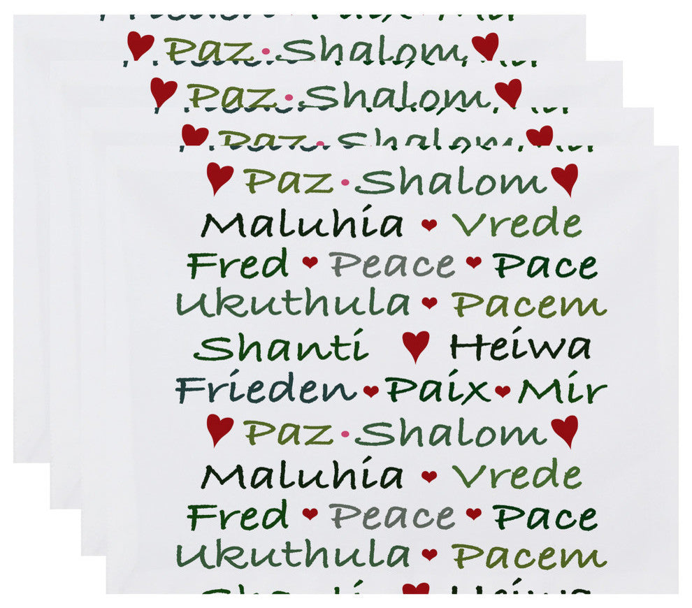 Words of Peace, Word Print Placemat, Green (Set of 4), 18 x 14"