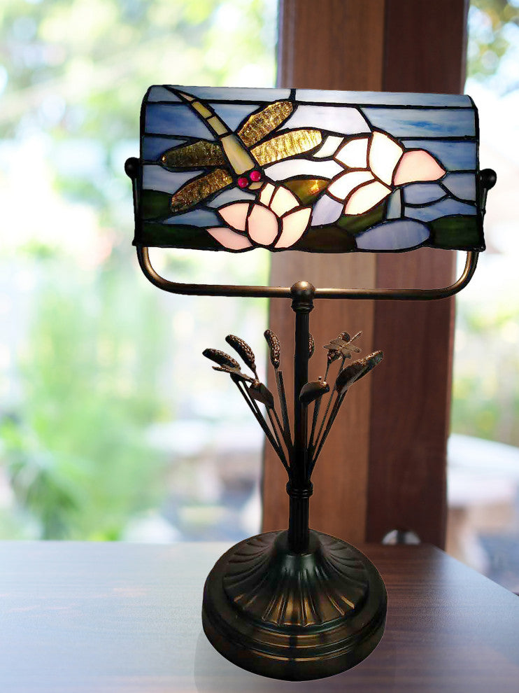 Dale Tiffany TA21014 Dragonfly Bankers, 1 Light Accent Lamp-17 In and