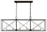 Beatrix 6-Light Indoor Large Linear Lantern Pendant, Aged Iron