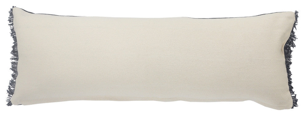 Atlantis Americana Solid Lumbar Pillow with Jute Braiding, Navy/Tan