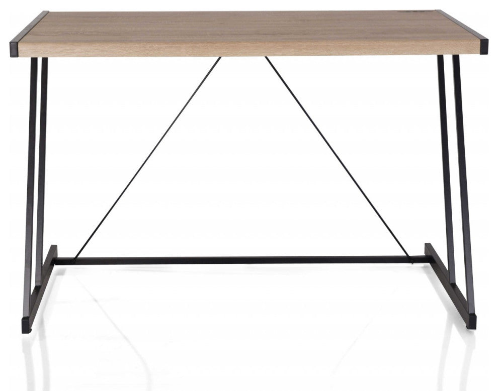 Jet Black and Light Oak USB Desk