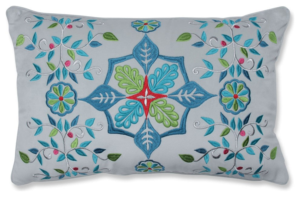 Snowflakes and Berries Lumbar Pillow  Multicolored