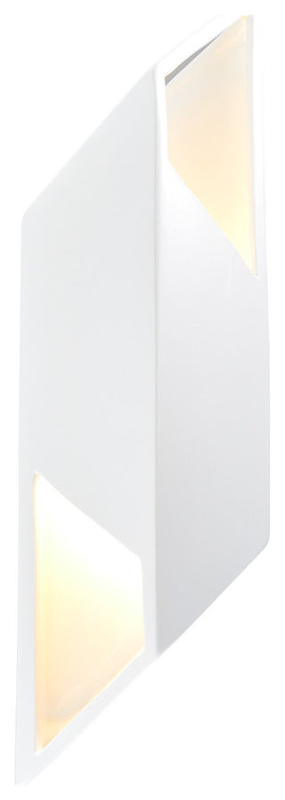Rhomboid Right LED Wall Sconce, Large, Dedicated LED, Gloss White/Gloss White