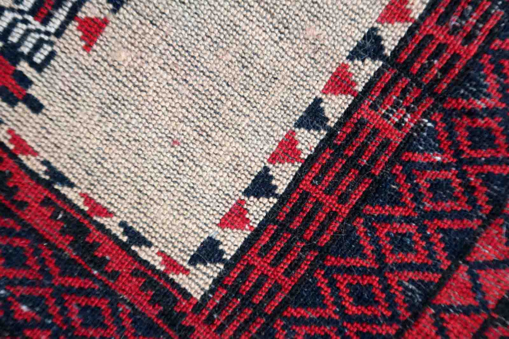 Handmade Antique Afghan Baluch Prayer Rug 2.8'x4.2', 86cmx129cm, 1910s