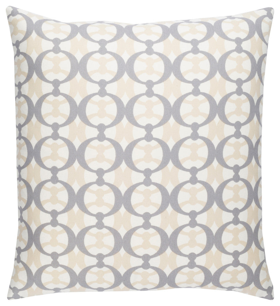 Surya Lina INA-018 20"x20" Pillow Kit, Beige/Medium Gray/Cream