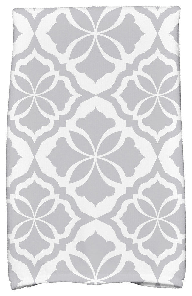 18x30" Ceylon, Geometric Print Hand Towels, Gray