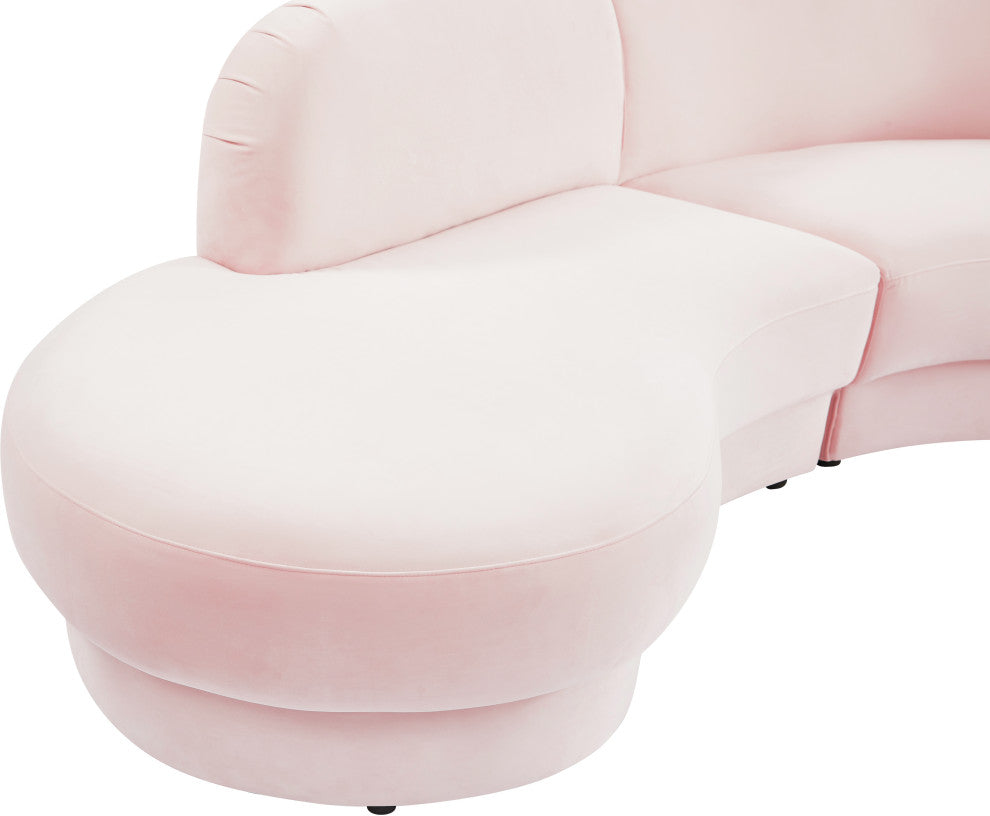 Rosa Velvet Upholstered 3-Piece Sectional, Pink