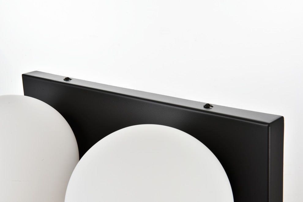 2 Light Black And Frosted White Bath Sconce