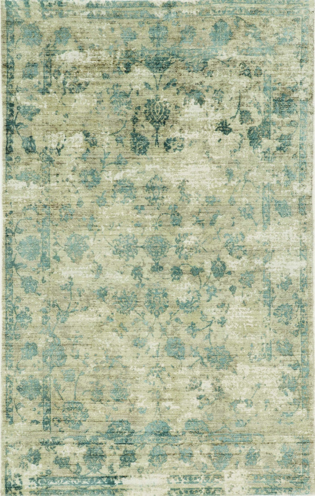 HomeRoots 5' x 7' Viscose Sand or Blue Area Rug