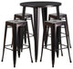 30'' Round Black-Antique Gold Metal Indoor-Outdoor Bar Table-4 Barstools
