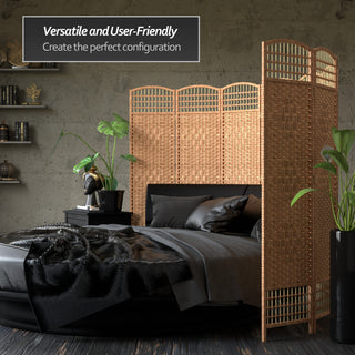 5 1/2' Tall Fiber Weave Room Divider, Natural, 4 Panel