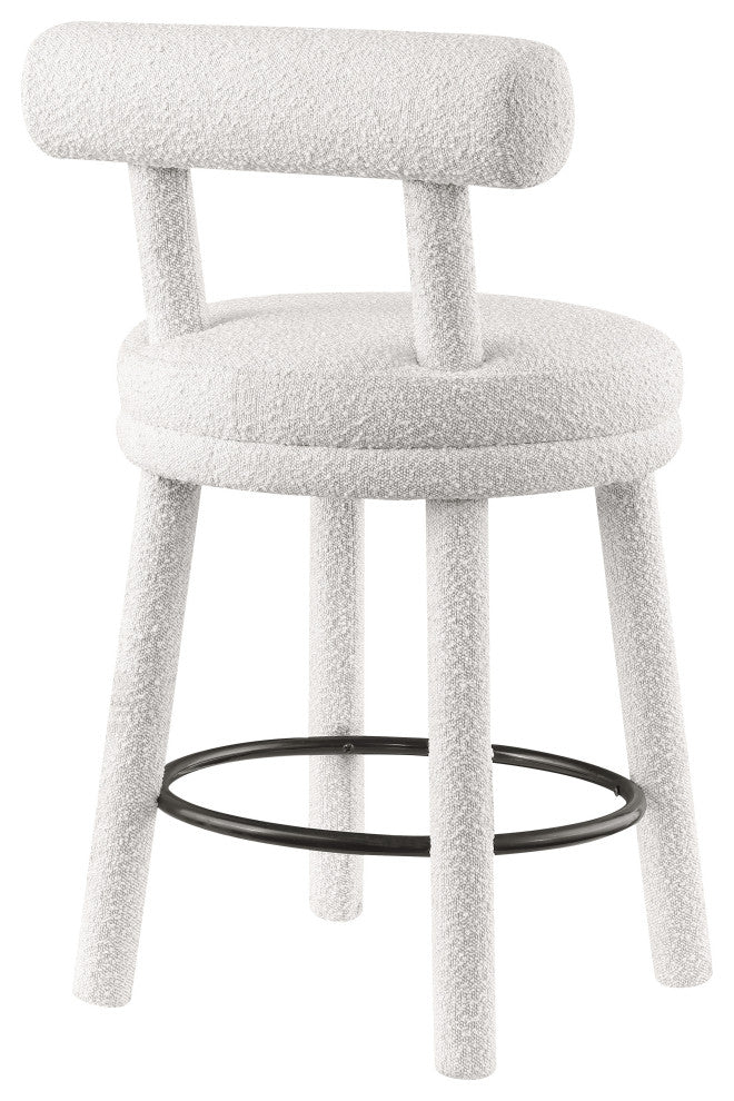 Parlor Black Boucle Fabric Stool, Set of 2, Cream