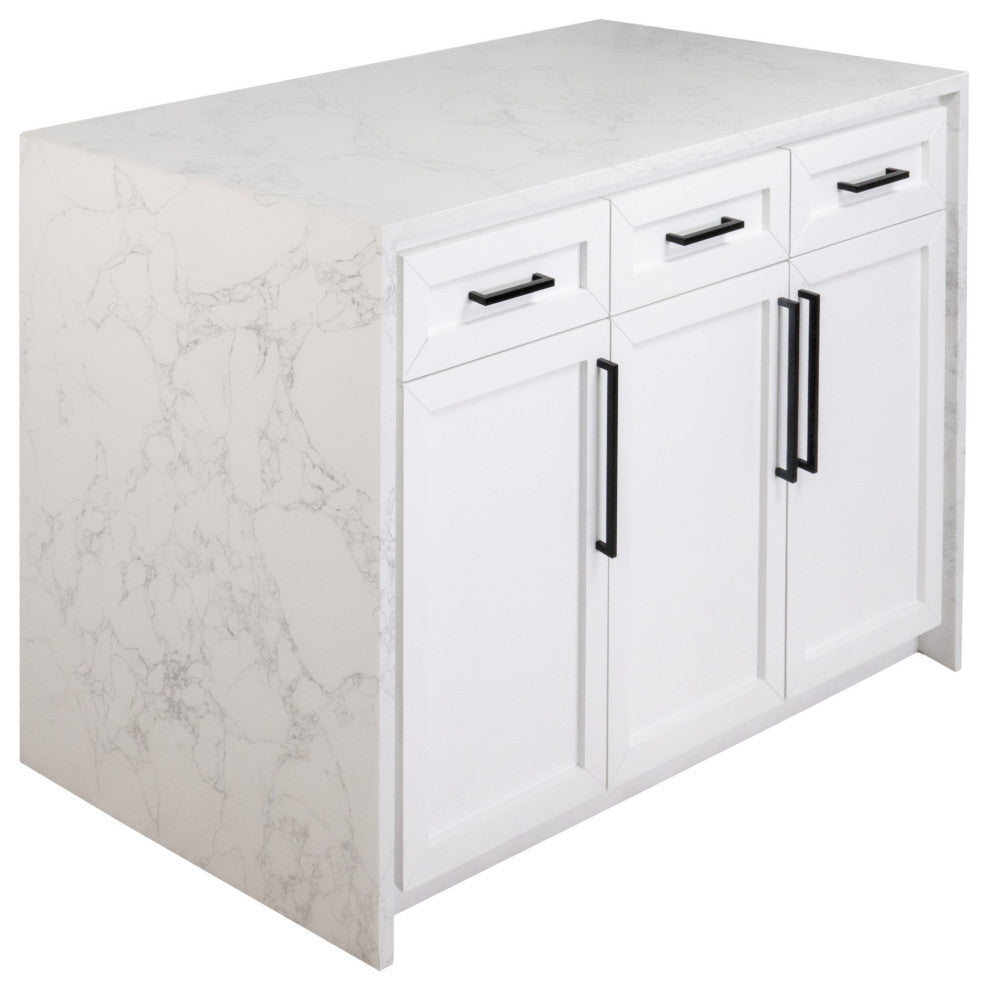 Palisade 48" Kitchen Island, White, Engineered Marble