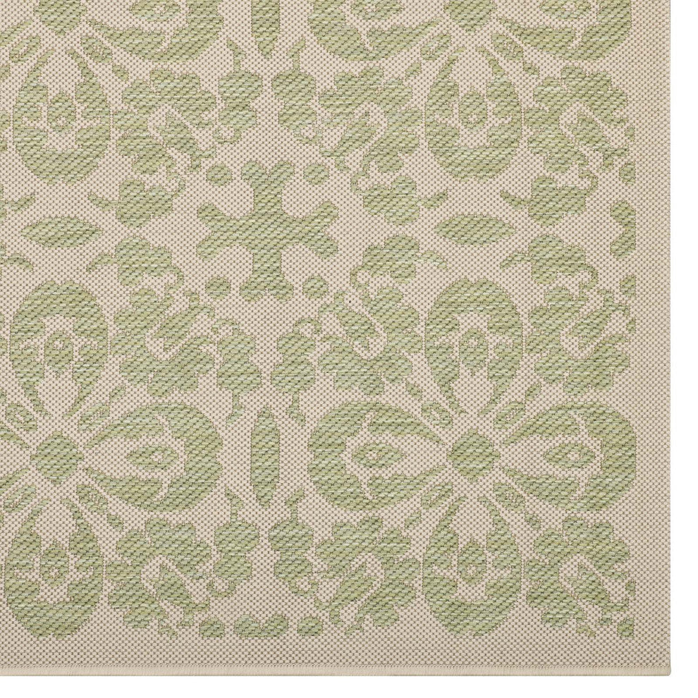Vintage Area Rug Floor Carpet, Indoor Outdoor, Rectangular, 9x12, Green Beige