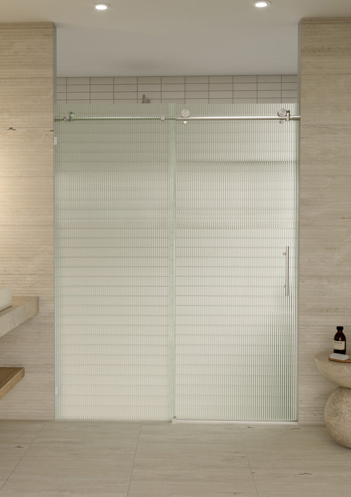 Galaxy 60"x78" Frameless Glass Sliding Shower Doors, Brushed Nickel, Right