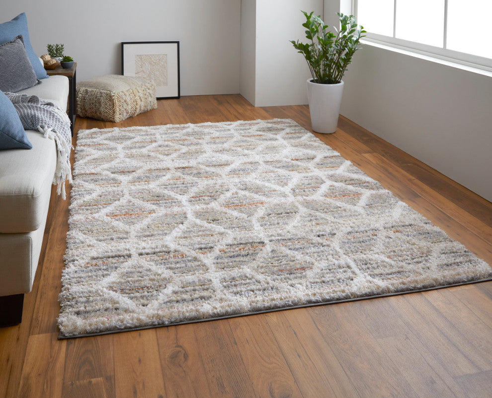 Weave & Wander Caide Contemporary Rug, Beige/Multi, 10'x14'