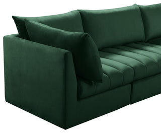 Jacob Velvet Upholstered 6-Piece L-Shaped Modular Sectional, Green