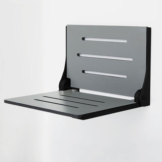 Silhouette Folding Wall Mount Shower Bench Seat, Gray Seat, Matte Black Frame