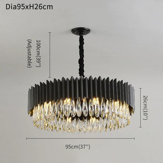 Lugano Crystal Chandelier, Diameter 37"