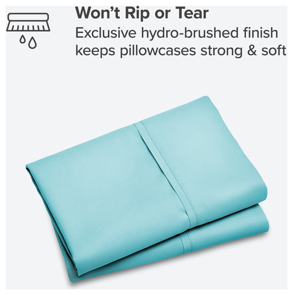 Bare Home Microfiber Pillowcases - Set of 2, Aqua, Standard