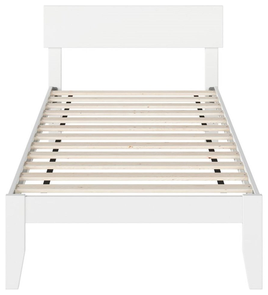 Pemberly Row Modern Solid Wood Twin Size Platform Bed in White