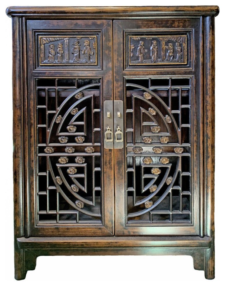 Carved Oriental Shoe Cabinet