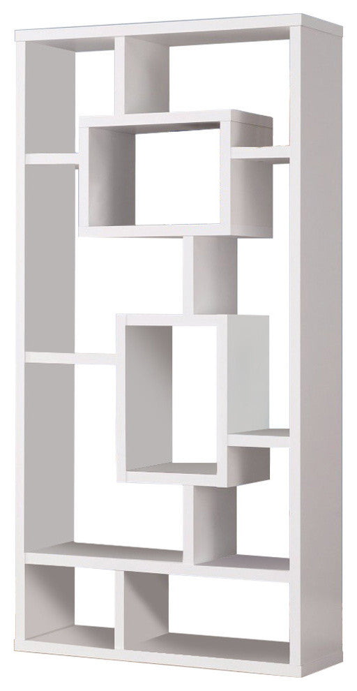 Benzara BM156225 Fantastic Geometric Cubed Rectangular bookcase, White