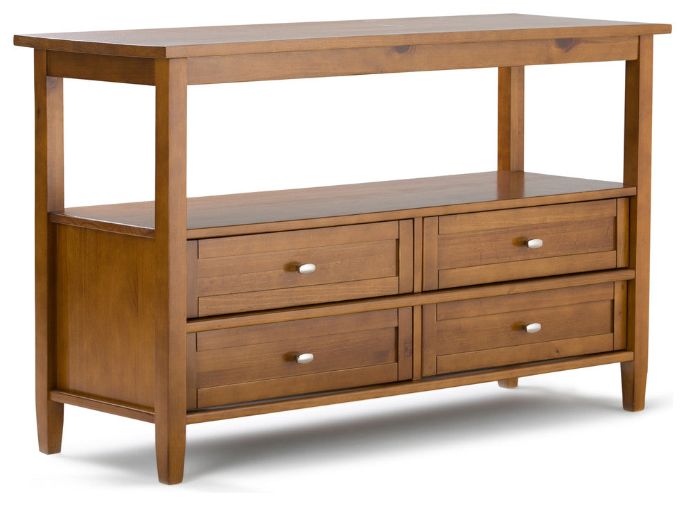 Warm Shaker Solid Wood 48 Inch Wide Console Sofa Table In Light Golden Brown