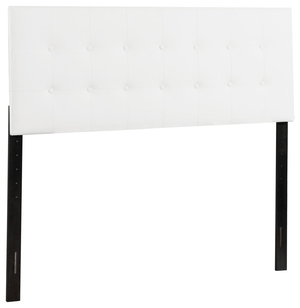 Novo 2 Faux Leather Adjustable Headboard, White, King