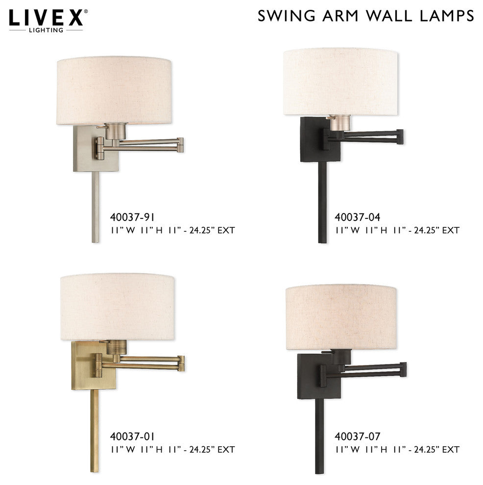 Livex Lighting Black 1-Light Swing Arm Wall Lamp