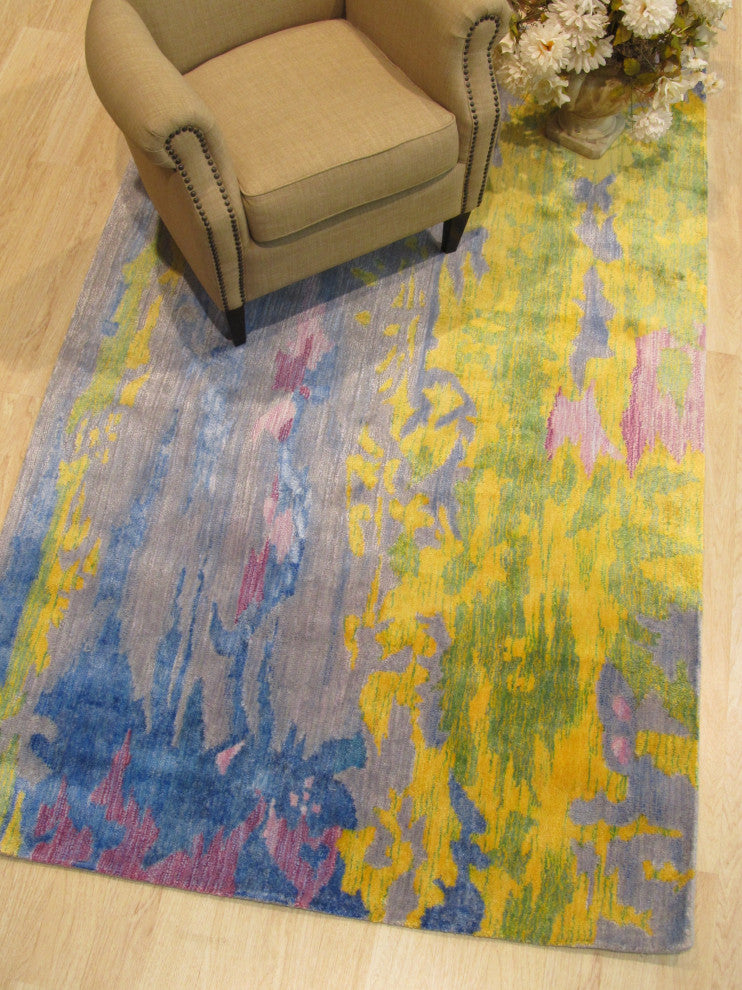 Multi-Colored Contemporary Abstract Bamboo Picaso Area Rug