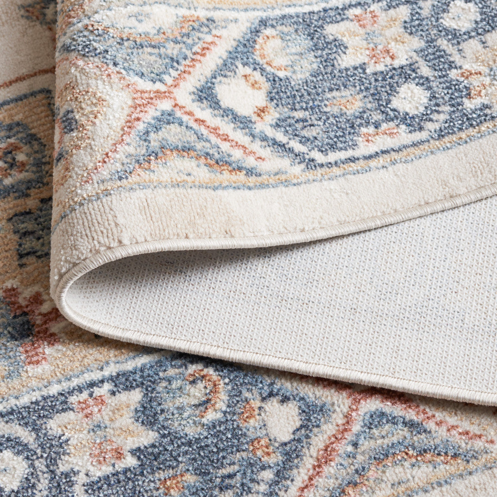 Safavieh Blair Machine-Washable Collection BLR240 Rug, Ivory/Blue, 9'x12'