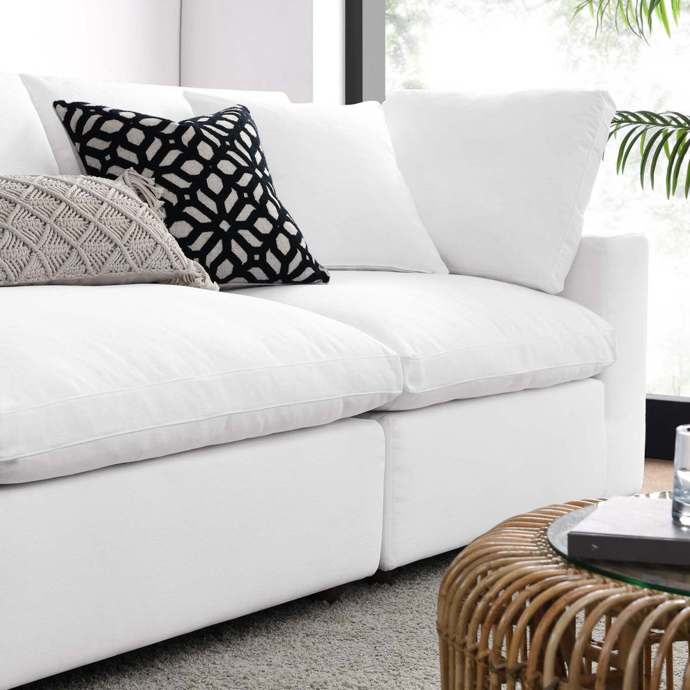 Modular Sectional Deep Sofa Set, White, Fabric, Modern, Lounge Cafe Hospitality
