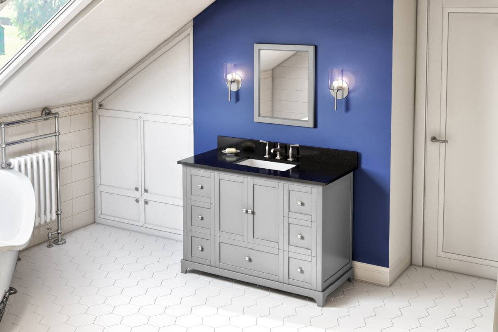Addington Modern 48" Grey Vanity, Black Granite Vanity Top