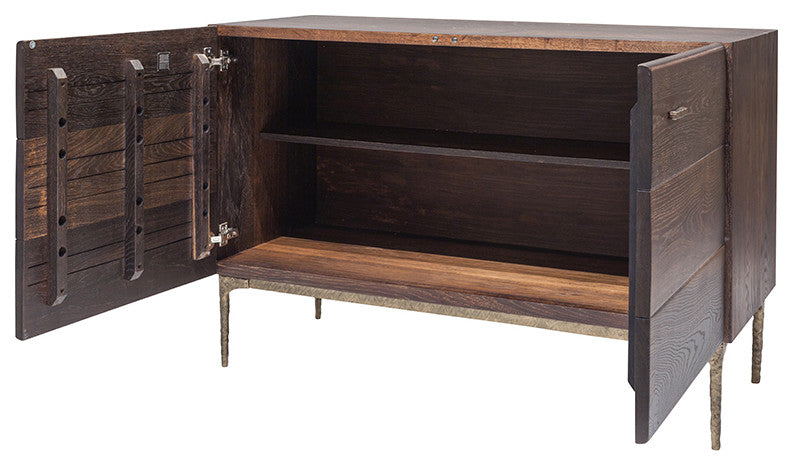 Kulu Seared Oak and Gilded Bronze Cast Iron Legs Sideboard Buffet