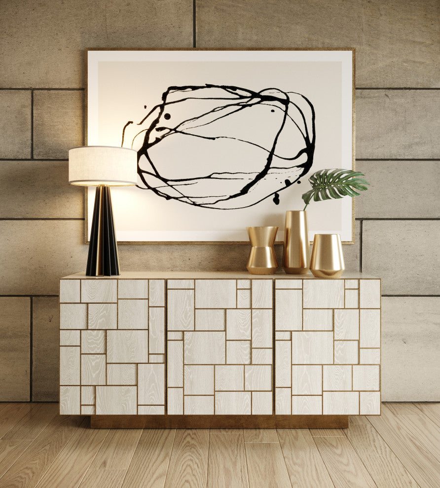 Modrest Auer Mid-Century Modern Cream Ash + Gold Buffet
